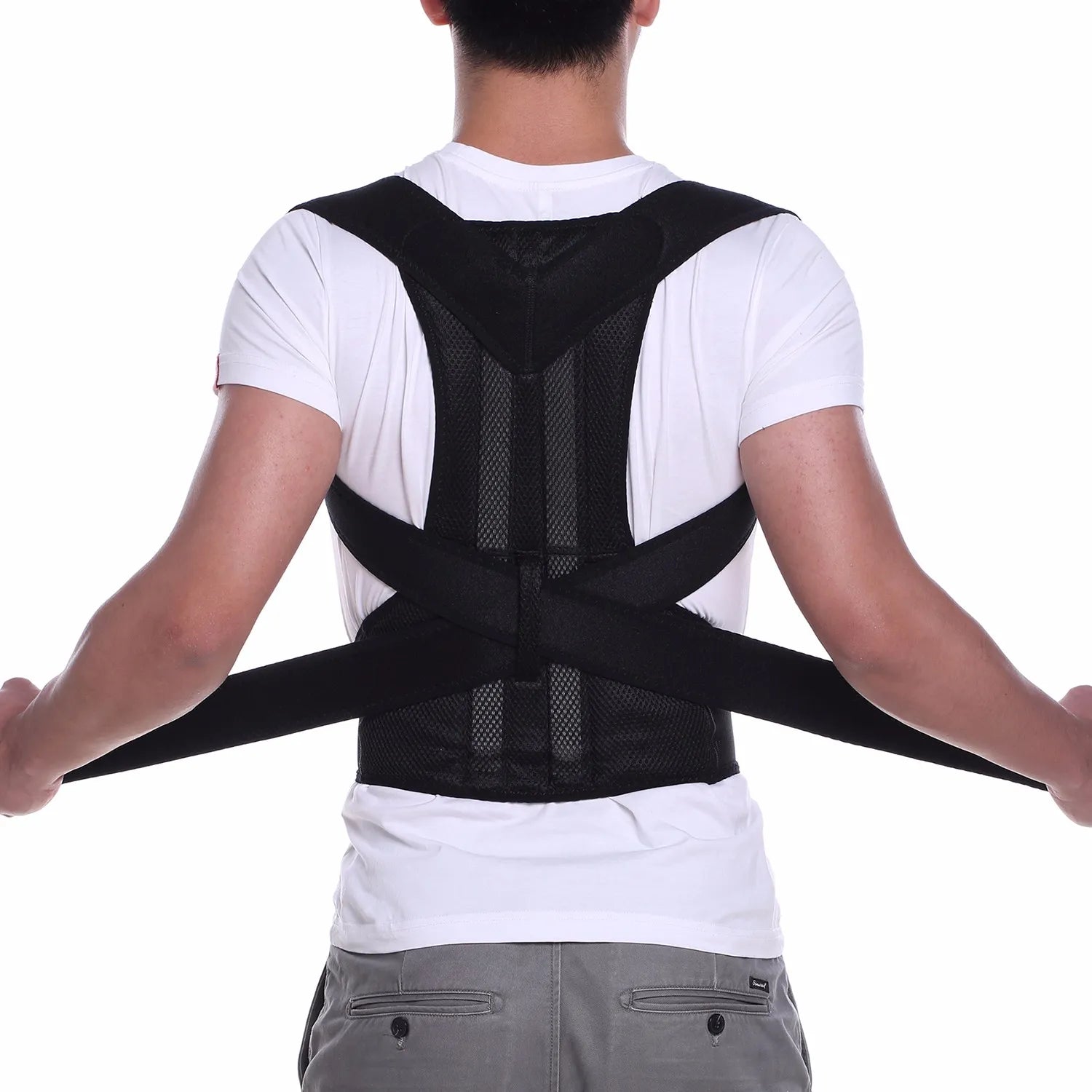 Back Posture Support One Size Fits All Back Posture Corrector Therapy Shoulder Belt For Men and Women / Adjustable Fit