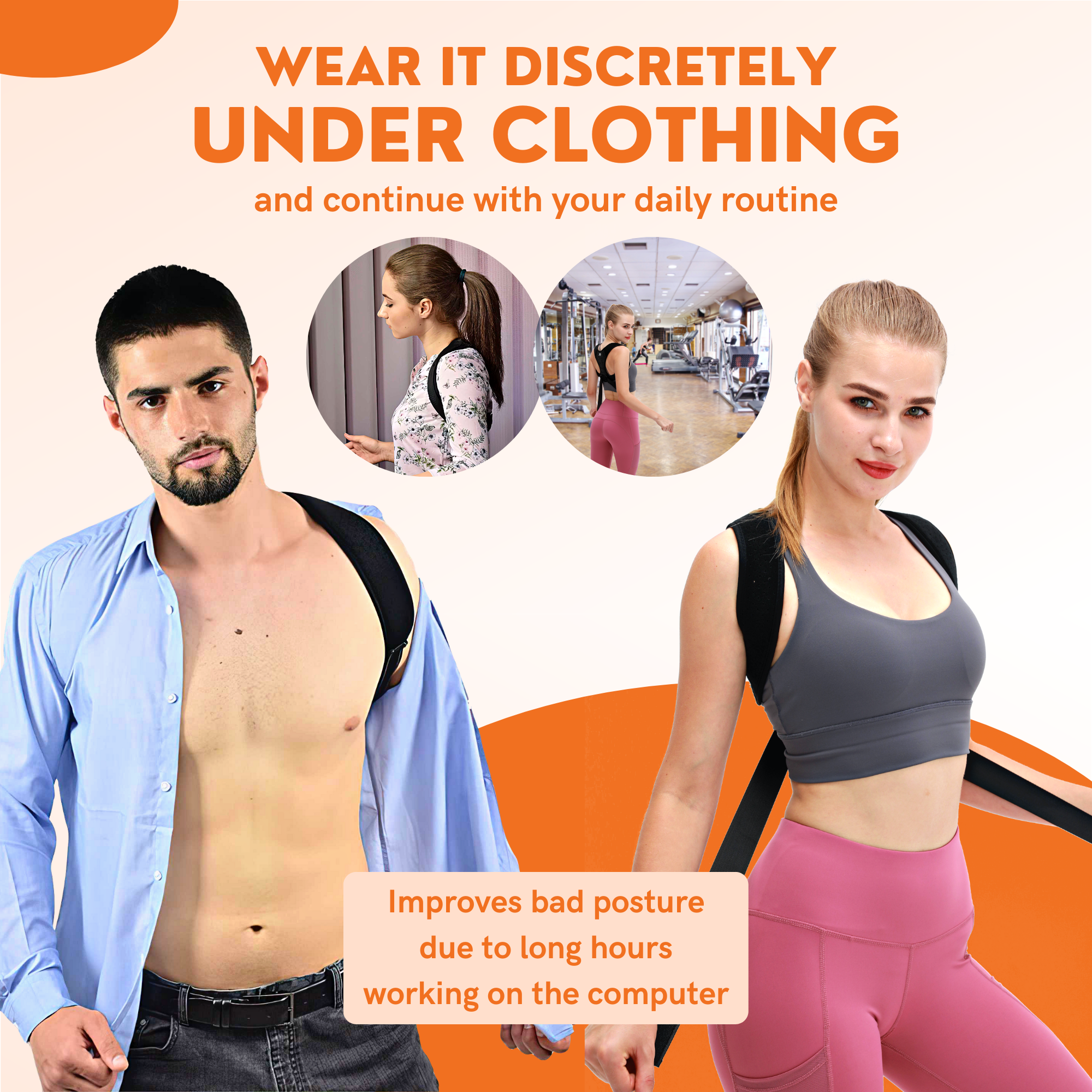 One Size Fits All Back Posture Support, Spine, Back Brace for Men and Women, Posture Corrector, Neck, Fully Adjustable & Breathable, Shoulder, Clavicle and Back Pain Relief