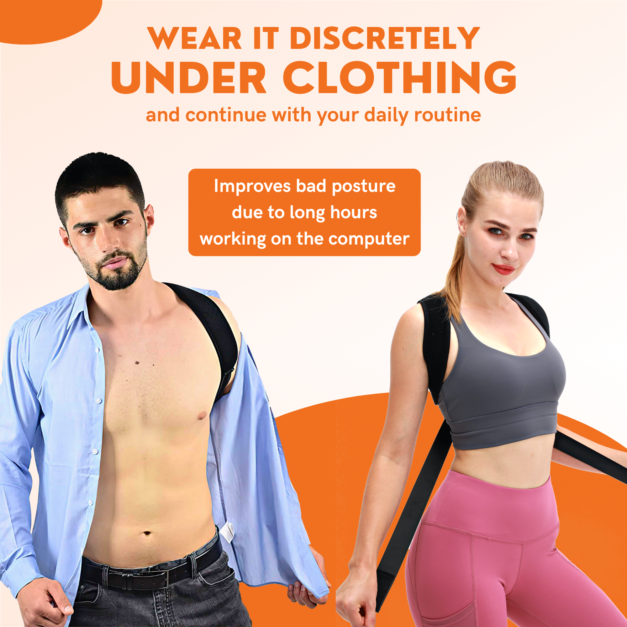 One Size Fits All Back Posture Support, Spine, Back Brace for Men and Women, Posture Corrector, Neck, Fully Adjustable & Breathable, Shoulder, Clavicle and Back Pain Relief