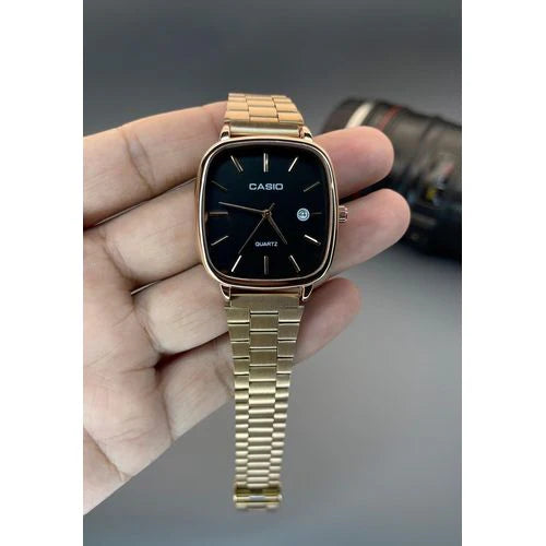 Casio Square Dial Quartz Men’s Watch – Slim Stainless Steel Modern Everyday Timepiece