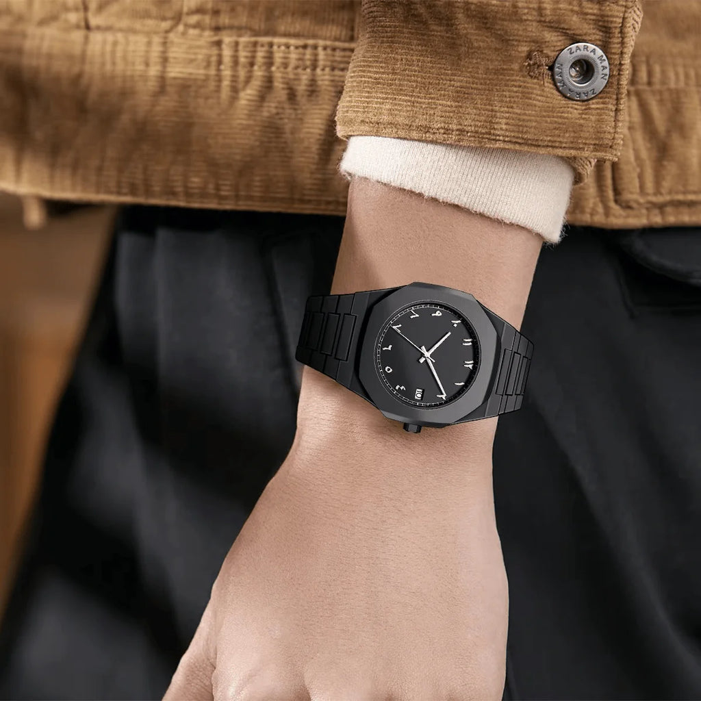Arabic Aura Stainless Steel Watch Black