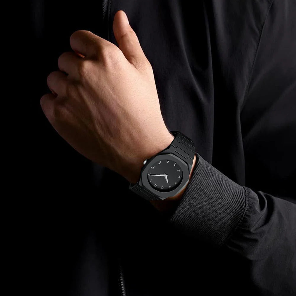 Arabic Aura Stainless Steel Watch Black