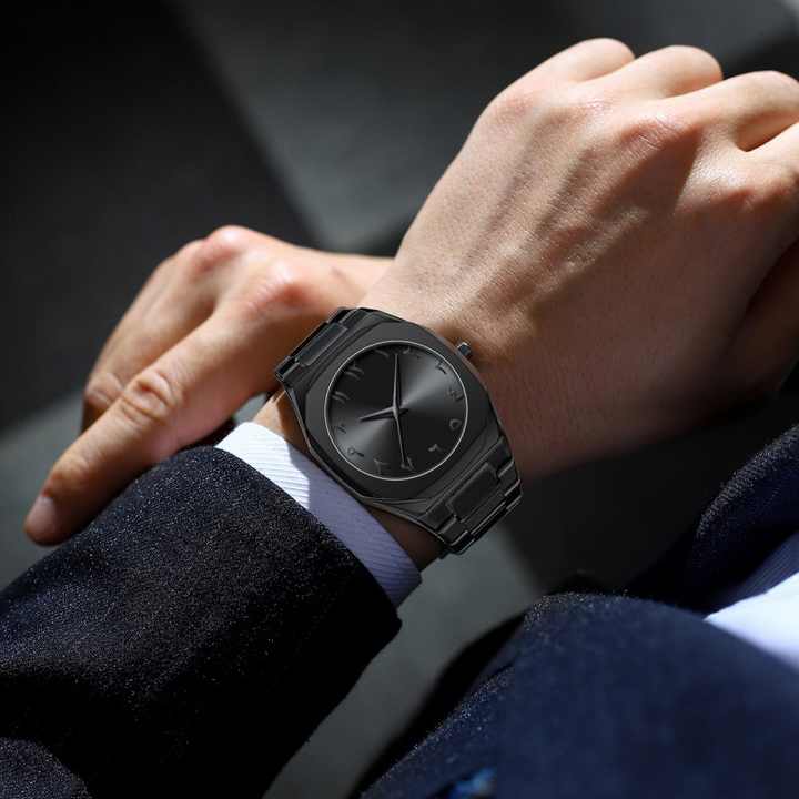 Arabic Aura Stainless Steel Watch Black